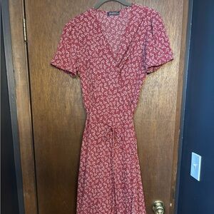Floral Red and White Wrap Maxi Dress